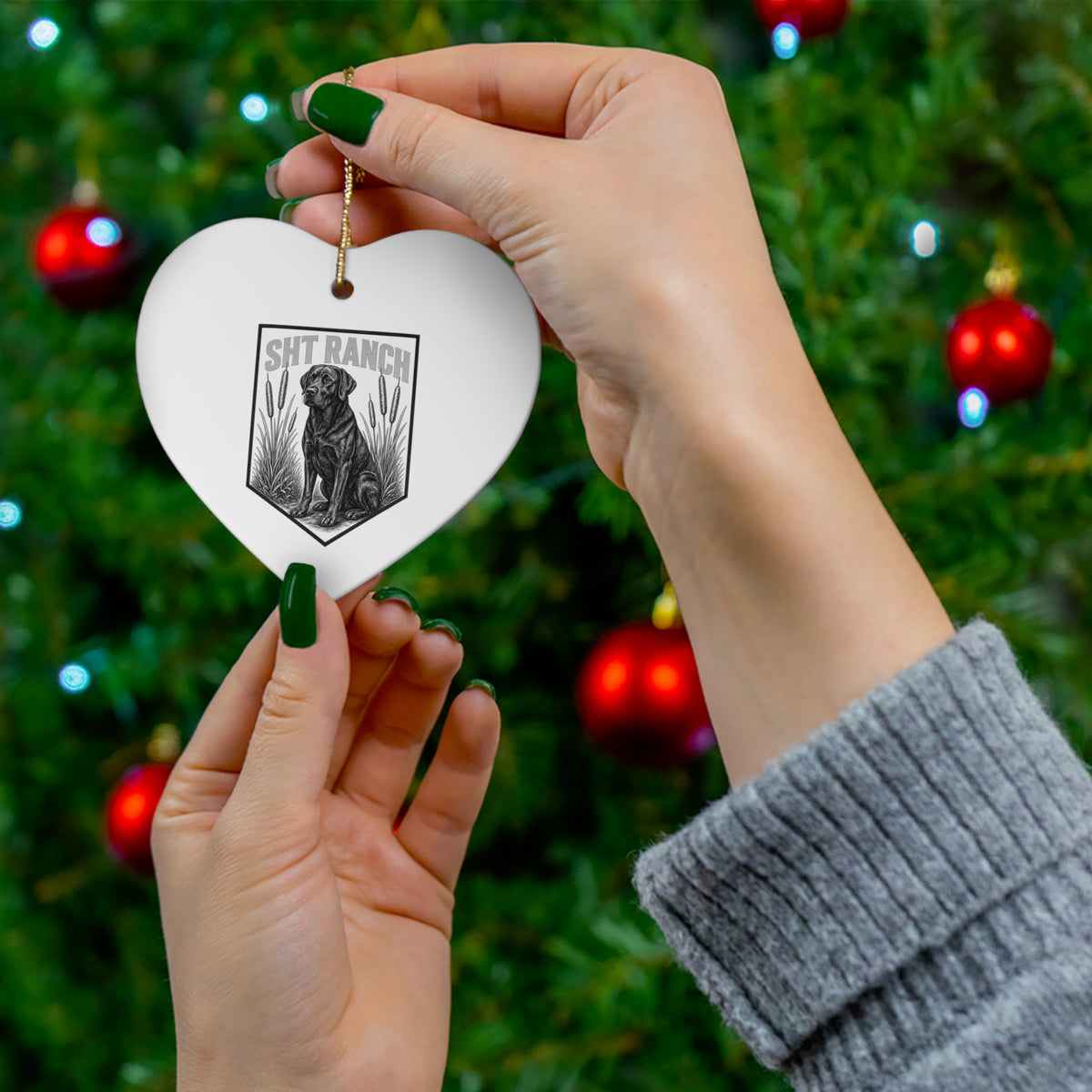 SHT Ranch Black Lab Heart Ornament | Wren-Oak Ranch