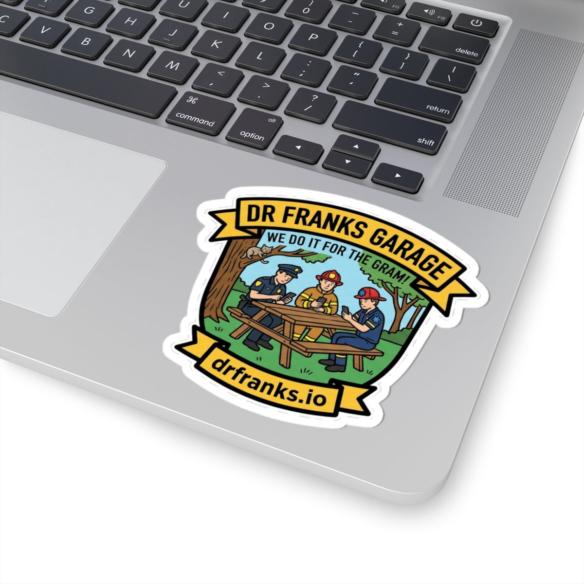 We Do It For The Gram kiss-cut sticker, first responder badge