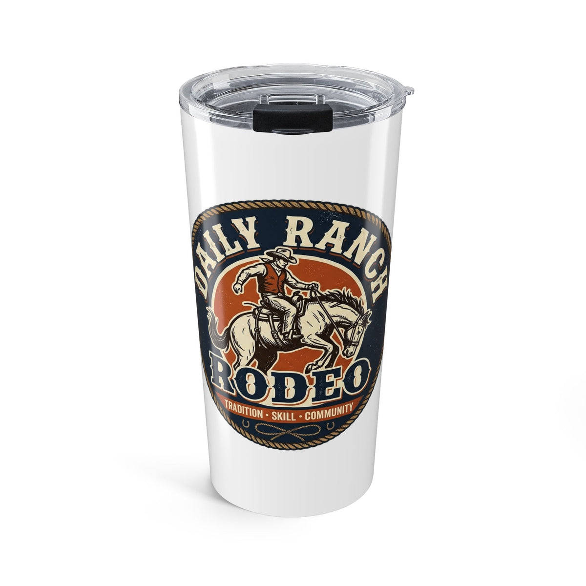Daily Ranch Rodeo badge 20oz tumbler with bronc rider