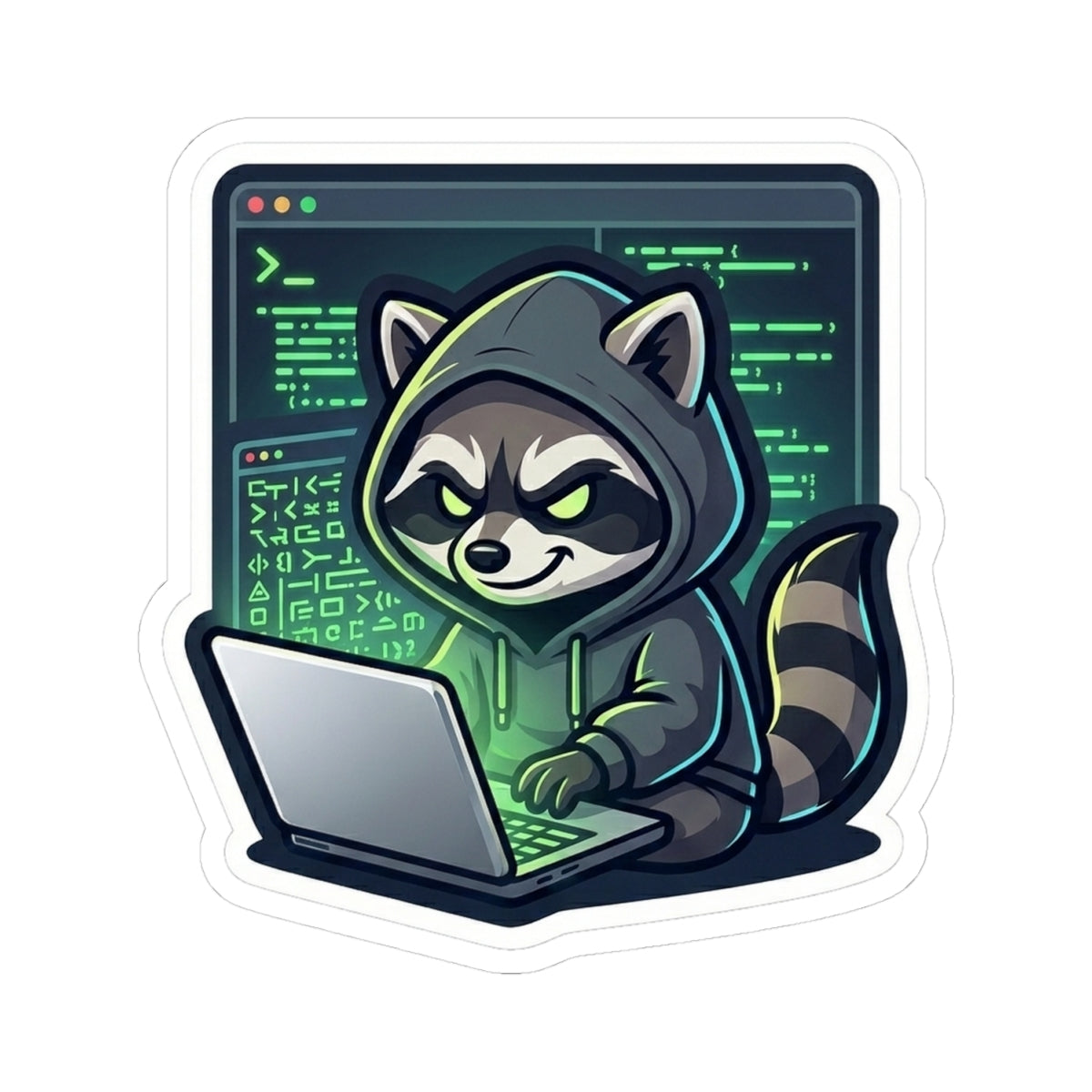 Hacker Raccoon Sticker - Dr. Frank's Garage