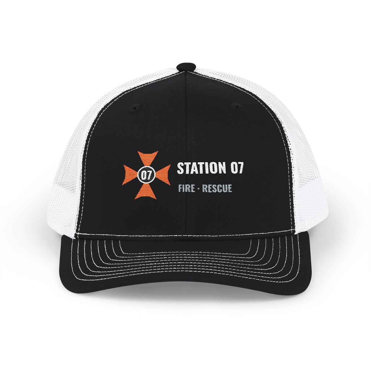 Station Embroidered Trucker Cap in Black / White – Public Safety line by Dr. Frank's Garage