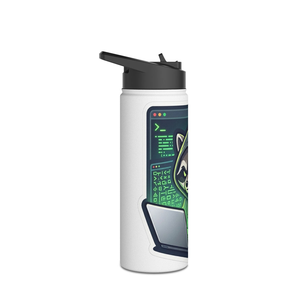 Hacker Raccoon Water Bottle - Dr. Frank's Garage