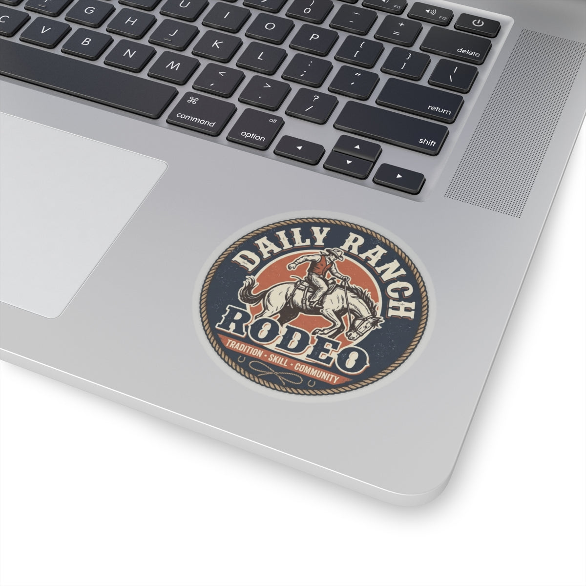 Daily Ranch Rodeo badge kiss-cut sticker with bronc rider