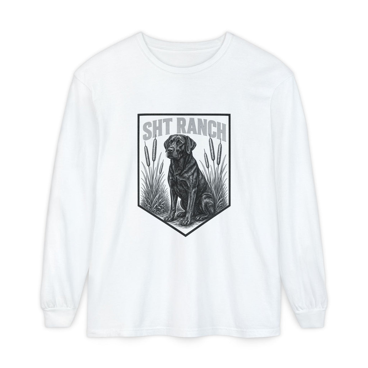 SHT Ranch black lab Comfort Colors long sleeve tee