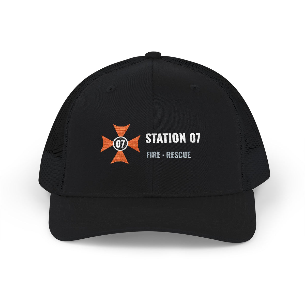 Station Embroidered Trucker Cap in Black – Public Safety line by Dr. Frank's Garage