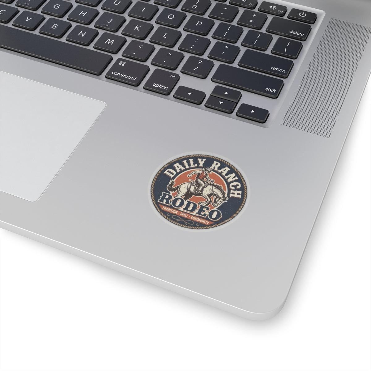 Daily Ranch Rodeo badge kiss-cut sticker with bronc rider