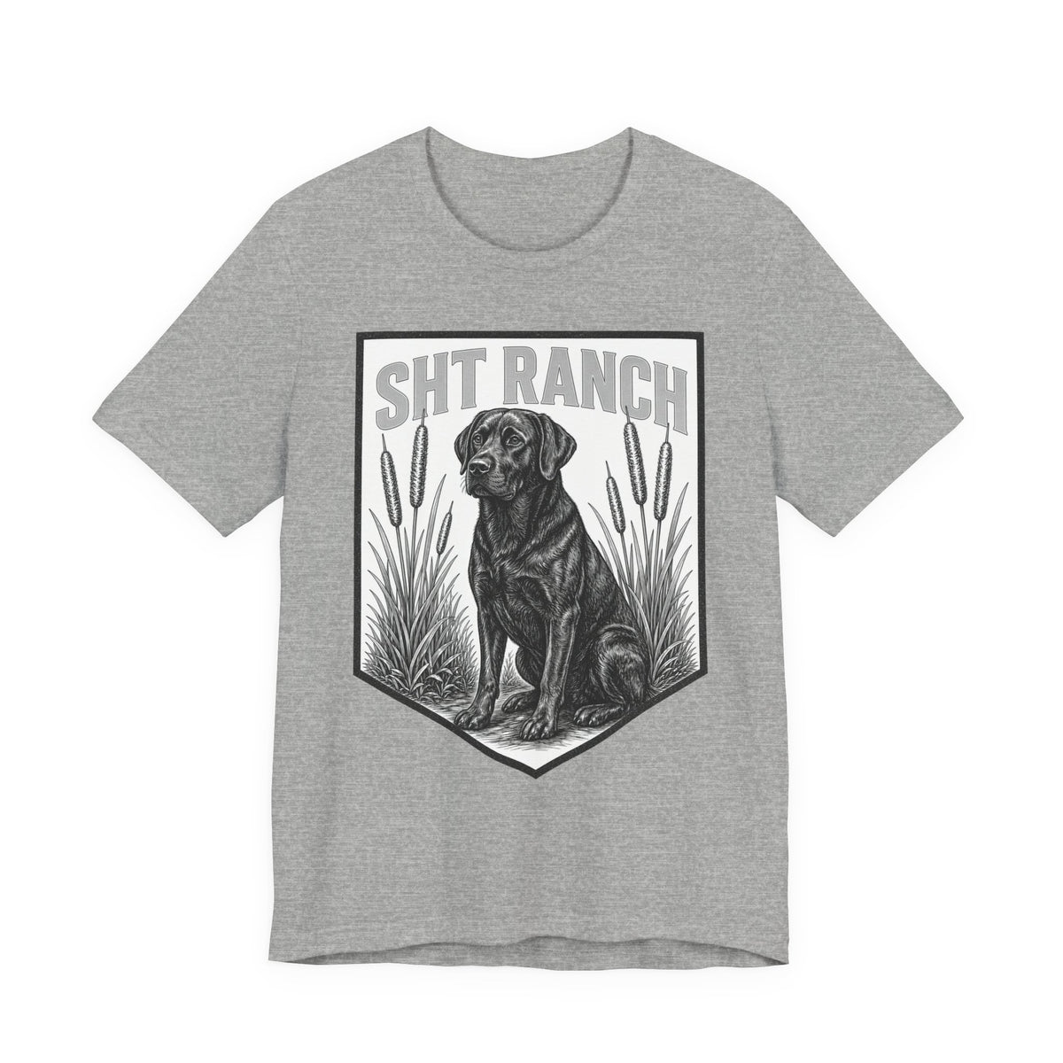 SHT Ranch Black Lab Tee in Athletic Heather – SHT Ranch & Rodeo line by Dr. Frank's Garage