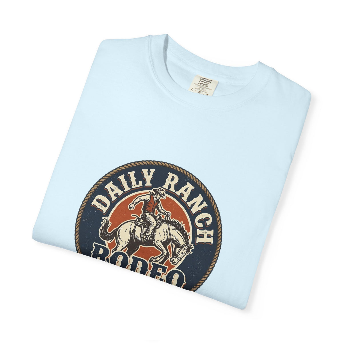 Daily Ranch Rodeo badge Comfort Colors tee with bronc rider