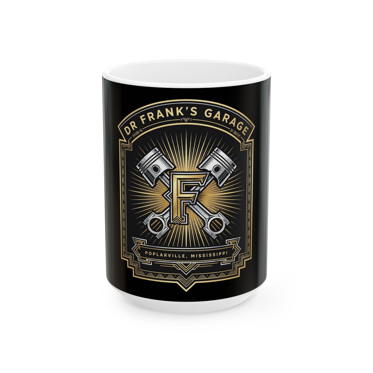 Gilded Pistons Garage Mug - Dr. Frank's Garage, image 2