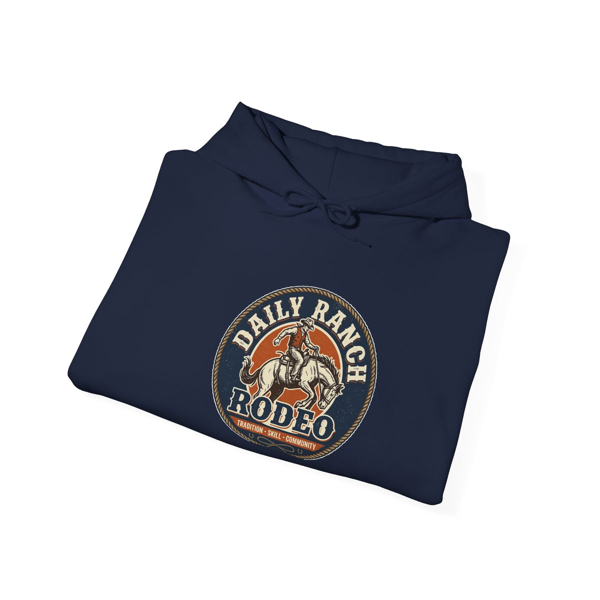 Daily Ranch Rodeo badge hoodie with bronc rider